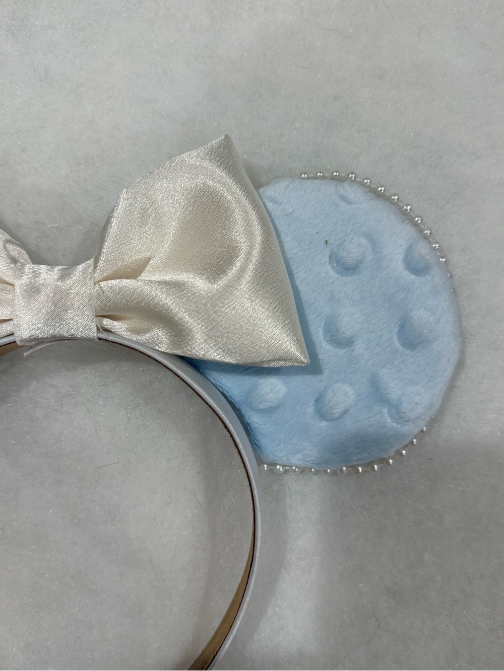 Pastel Plush gender reveal pregnancy announcement Minnie Ear mouse Headband - Picture 3 of 3